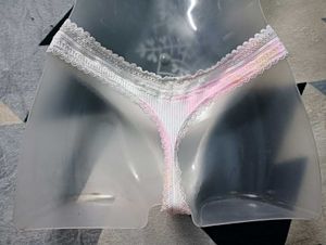 White Ribbed Thong with Lace🔥