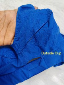 Non-padded blue cotton bra