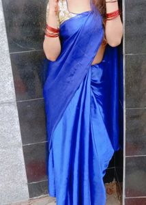 💙Blue saree golden blouse💛
