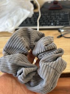 Gray Corduroy Scrunchie