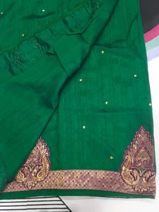Green Saree With Complete Work