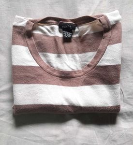 Rue21 Brown &amp; White Striped Sweater Women&#39;s Top M