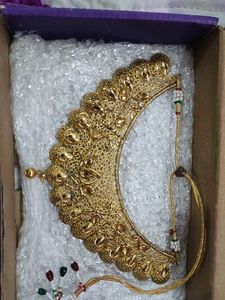 Elegant Gold  Indian Bridal Necklace with Tikka