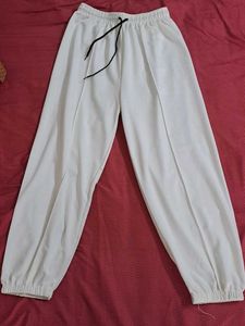 White Drawstring Korean Pants