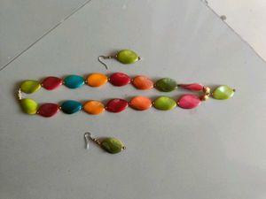 Colorful Stone Necklace & Earring Set