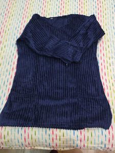 Navy Blue Corduroy Top