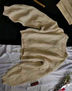 Cream Knit Cropped Sweater