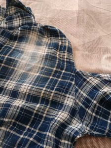 Cut Out Shoulder Shirt Checks Print