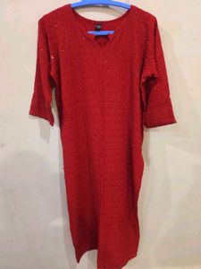 Red chikankari kurti