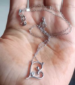 Real 925 Silver Gleaming Heart Necklace
