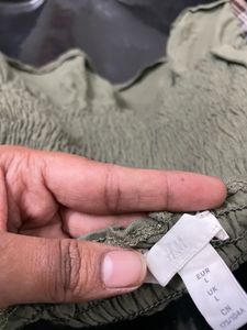 Olive Green Smocked Crop Top