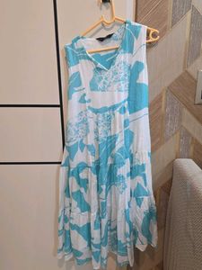White Blue Shiny Dress