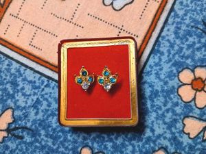 Blue Stone Golden plated Earrings
