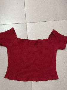 Cherry Red off Shoulder Top