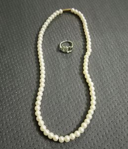 White Artificial Pearl And Ring