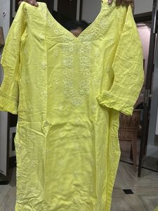 Yellow Embroidered Kurta