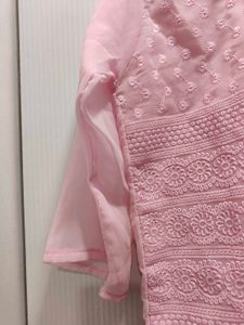 Pink Net Kurti