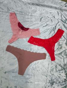 Lace Thong Panties - 3 Pack