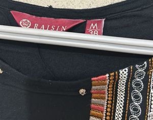 Black Tunic Top with Embroidered Detail