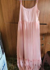 Elegant Pink Embroidered Gown