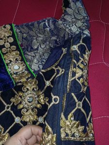 Blue &amp; Gold Embellished Blouse
