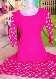 Hot Pink Embroidered Dress