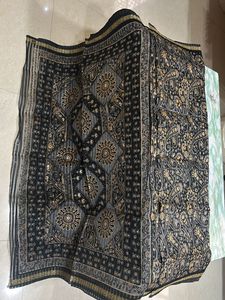 Black & Golden Supernet  Saree