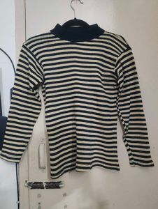 Striped Turtleneck Long Sleeve Top