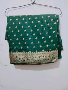 Green Saree with Gold Accents