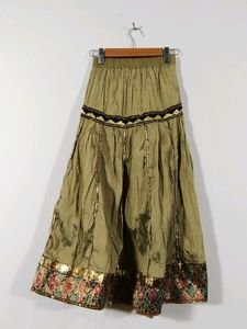 Olive Green Printed Dress Set (Girls)