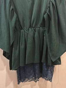 Kaftaan Green Flutter Sleeve Top