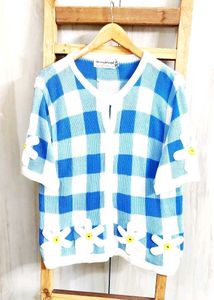 Blue Chek Design Sweater Size-38