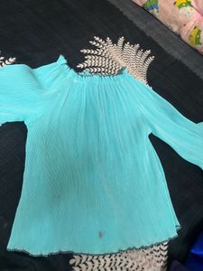 Turquoise Pleated Top