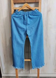 Denim Flare Pants with Frayed Hem waist -28