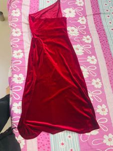 Elegant Red Velvet Dress
