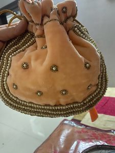 Pitch Pearl Beaded Potli