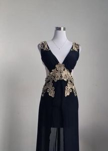 Black &amp; Gold Embellished Maxi Dress