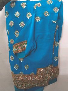 Elegant Blue Embellished Saree