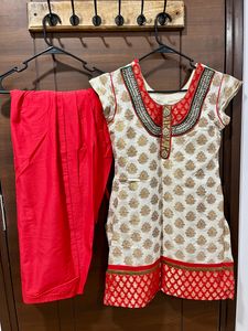 White Brocade Kurta Set