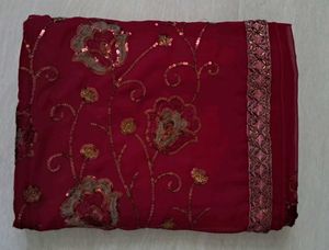 New Maroon Saree with Intricate Gold Embroidery✨