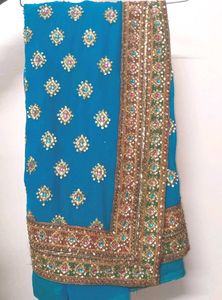 Elegant Blue Embellished Saree