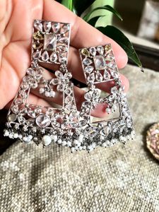 Statement Silver Drop Earrings