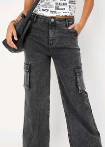 Charcoal cargo jeans.