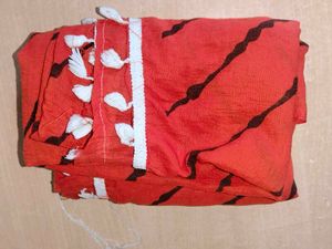 Red &amp; Black Striped Dupatta
