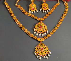 Copper Base Long South Indian Jewellery Set.