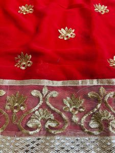 Red Embroidered Saree