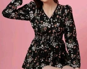 Black Printed Stylish Top