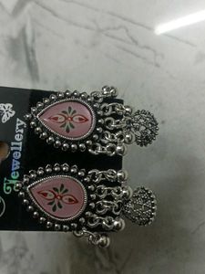 Cute Silver Tone Drop Ethnic Earrings