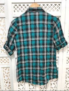 Teal Plaid Flannel Shirt