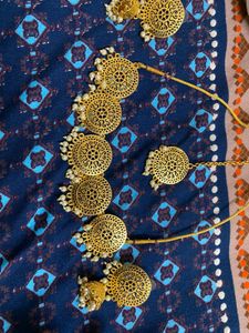 gold plate punjabi jewelry with Tikka